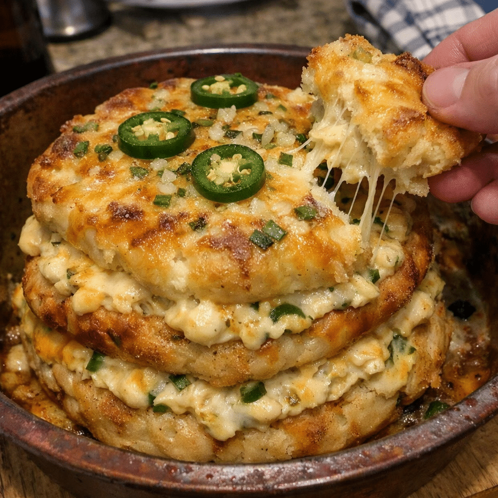 Buttery Jalapeno Queso Dip Pull-Apart Triple-Stack — chef-tested restaurant-quality photo