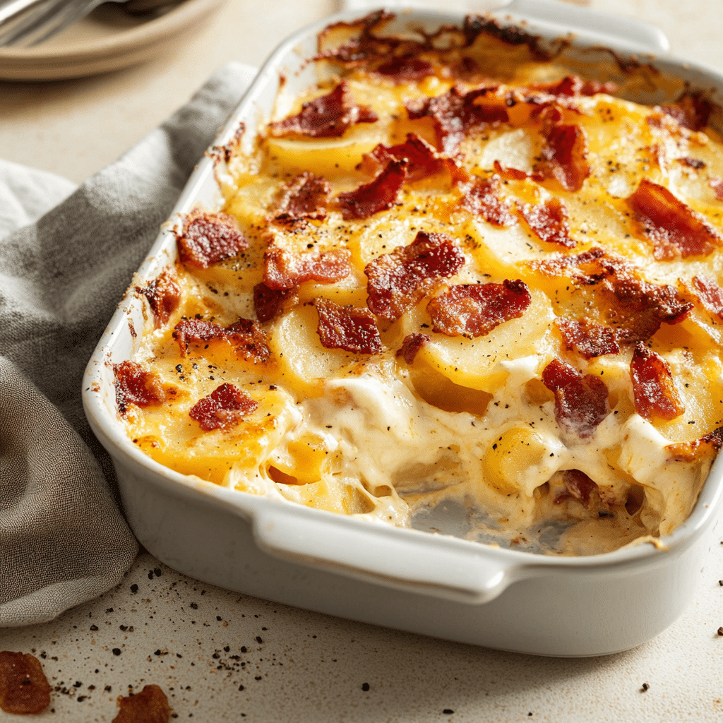 Classic Cheesy Bacon Potato Casserole for Cozy Nights — chef-tested restaurant-quality photo