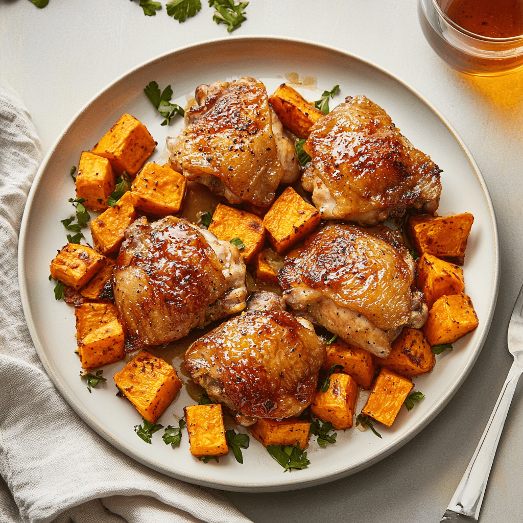 Crispy Maple Glazed Chicken with Sweet Potato Medley — chef-tested restaurant-quality photo