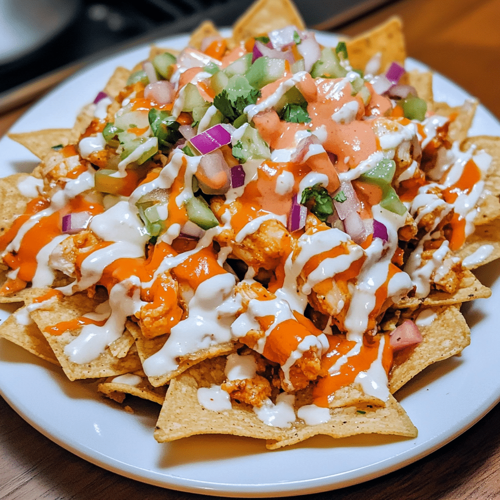 Fiery Buffalo Chicken Nachos with Creamy Drizzle — chef-tested restaurant-quality photo