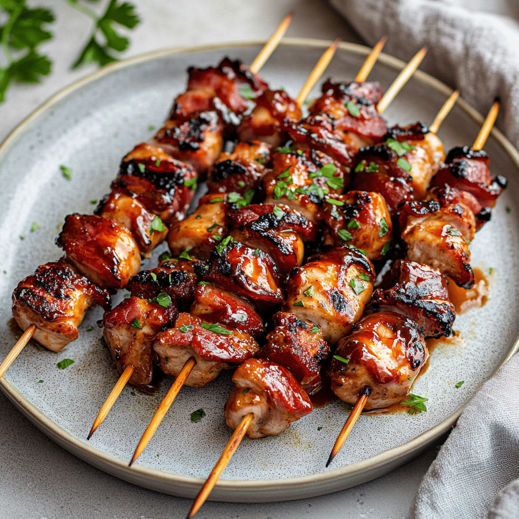 Fire-Kissed BBQ Bacon Chicken Skewers — chef-tested restaurant-quality photo
