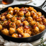 How to make Fire-Kissed Butter Tater Tot Skillet Bake with Maple Kick — key cooking step