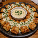 How to make Golden Bourbon Taco Ring Egg Rolls With Garlic Parmesan Sauce — key cooking step