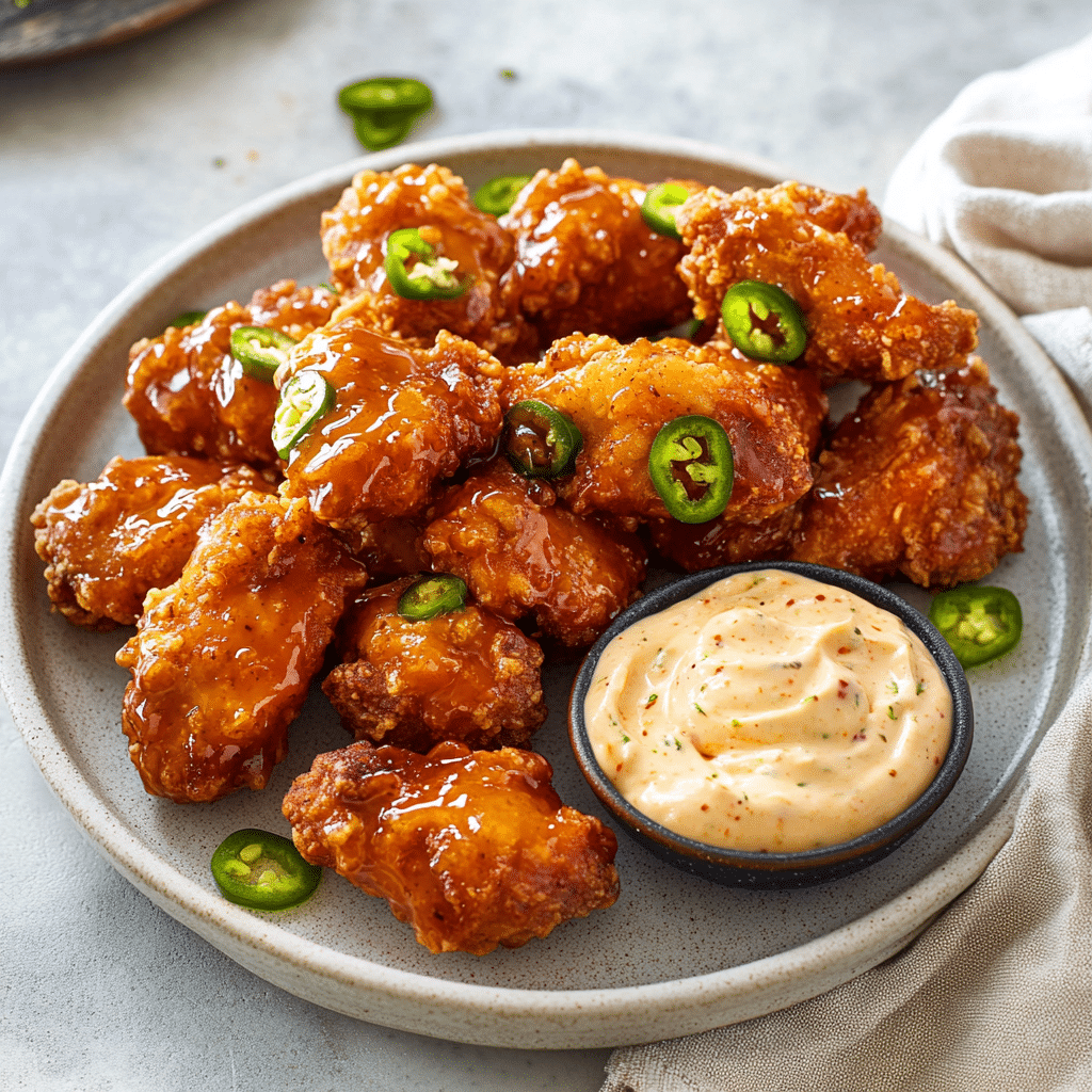 Honey Jalapeno Wing Bites Twists With Chipotle Mayo — chef-tested restaurant-quality photo