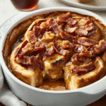 How to make Maple Bacon Cinnamon Roll French Toast Bake — key cooking step