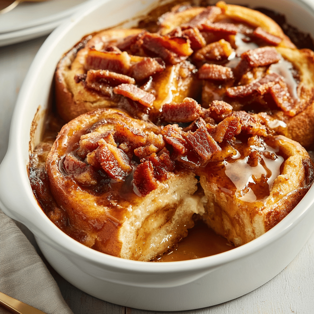 Maple Bacon Cinnamon Roll French Toast Bake — chef-tested restaurant-quality photo