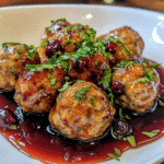 How to make Maple Bourbon Glazed Turkey Meatballs with Cranberry Drizzle — key cooking step