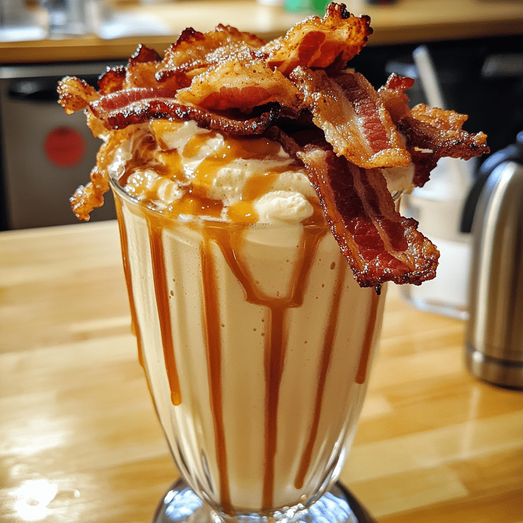 Maple Bourbon Milkshake with Candied Bacon — chef-tested restaurant-quality photo
