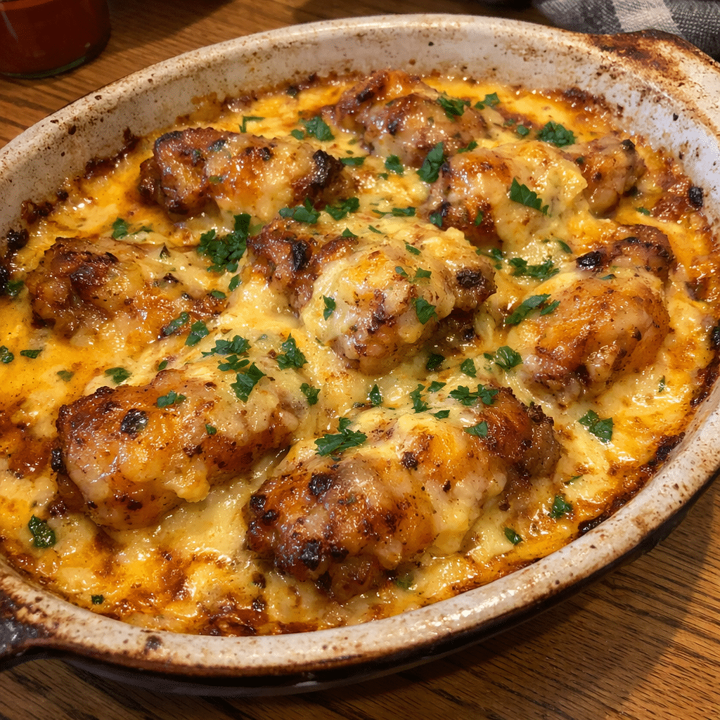 Melty Garlic Wing Bites Bake With Spicy Cheese Sauce — chef-tested restaurant-quality photo