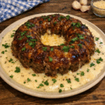 How to make Melty Honey Meatloaf Ring With Garlic Parmesan Sauce — key cooking step