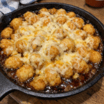 How to make Ranch Pepper Tater Tot Skillet Melts With Brown Sugar Glaze — key cooking step