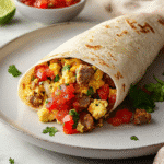 How to make Savory Breakfast Burrito with Spicy Sausage — key cooking step