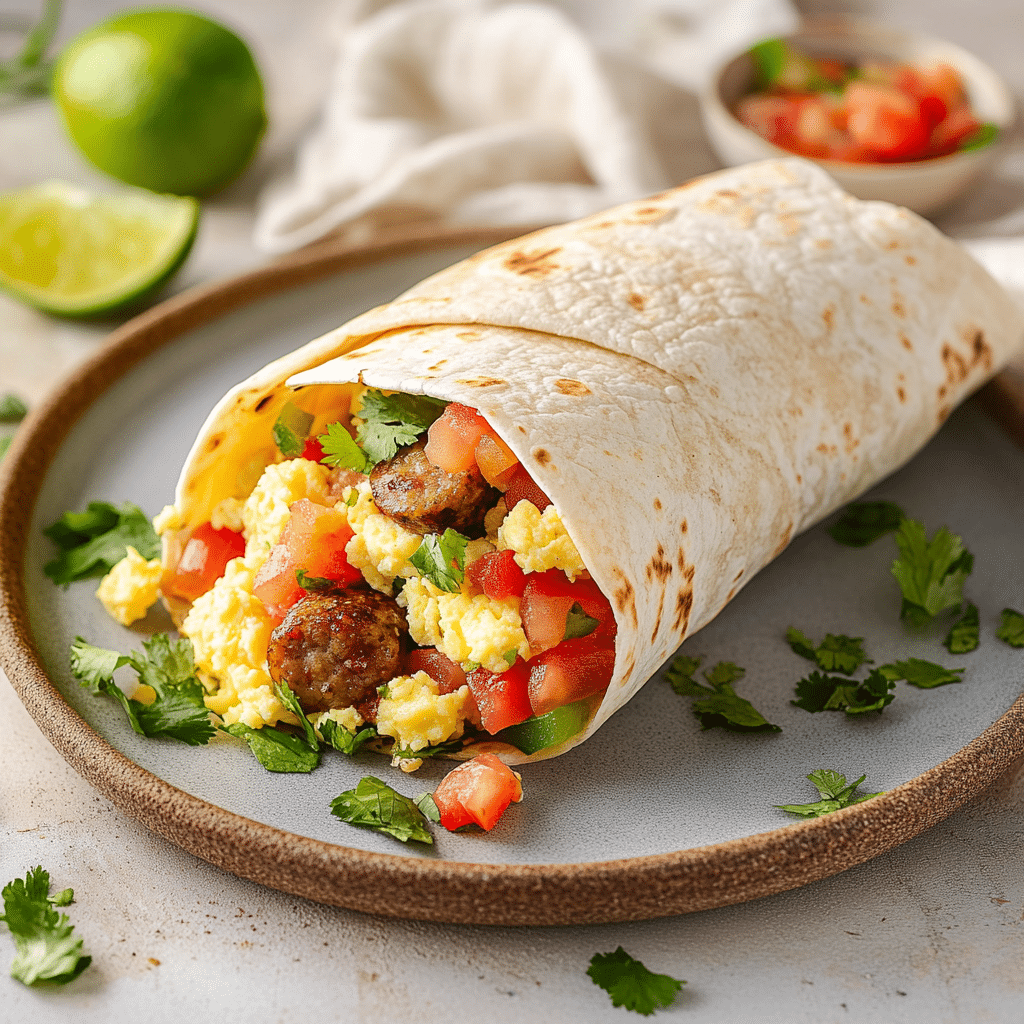 Savory Breakfast Burrito with Spicy Sausage — chef-tested restaurant-quality photo