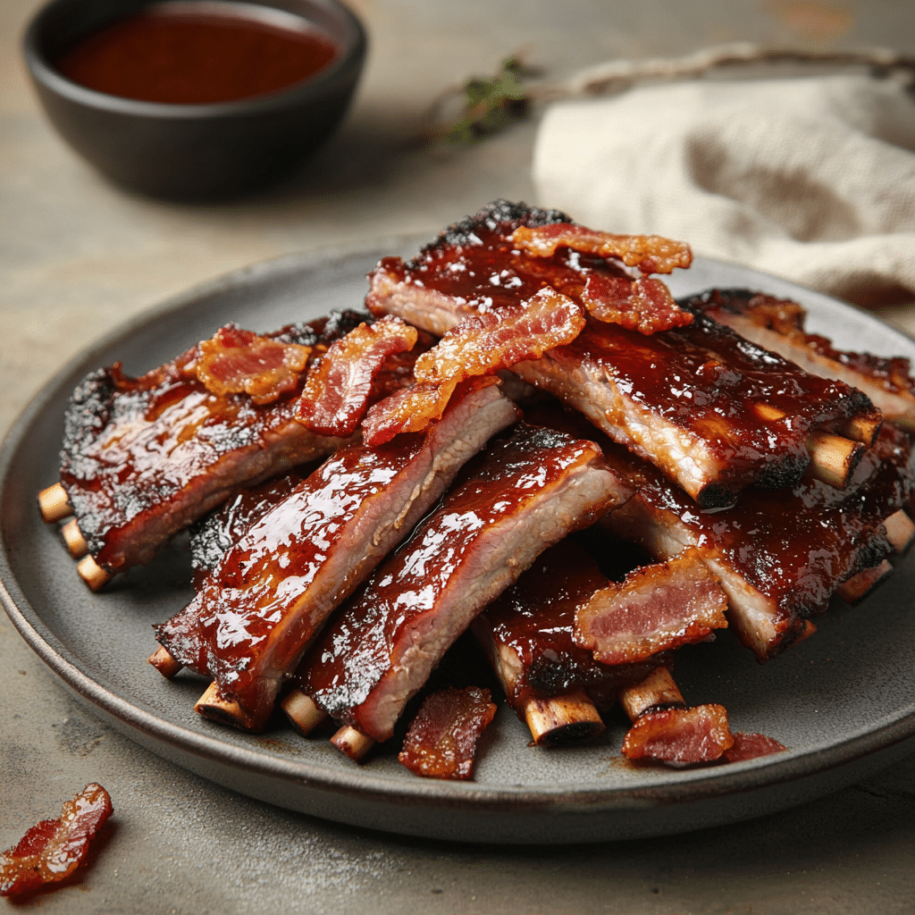 Savory Smoked Bacon Ribs with Maple BBQ Glaze