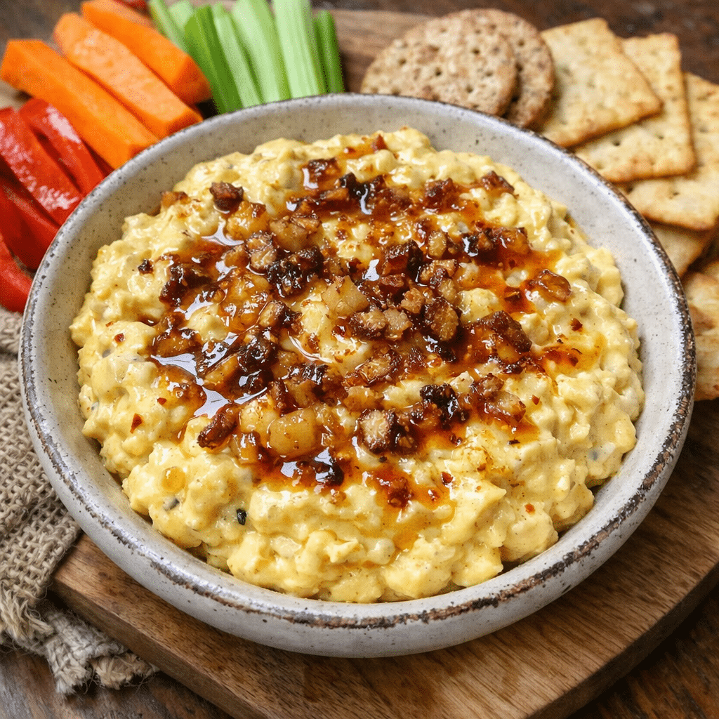 Smashed Onion Deviled Eggs Dip With Maple Pepper Glaze — chef-tested restaurant-quality photo