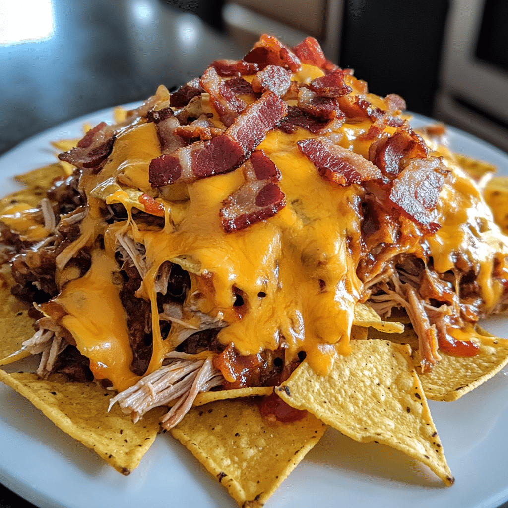 Smoky Bacon & Cheddar BBQ Pulled Pork Nachos — chef-tested restaurant-quality photo