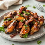 How to make Smoky BBQ Bacon-Glazed Chicken Wings — key cooking step