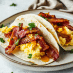 How to make Spicy Maple Bacon Breakfast Tacos with Eggs — key cooking step