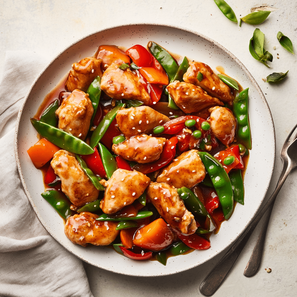 sweet and spicy maple chicken stir fry