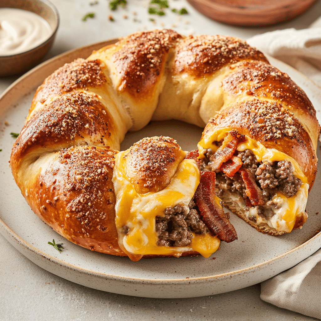 Ultimate Bacon Cheeseburger Stuffed Pretzel — chef-tested restaurant-quality photo