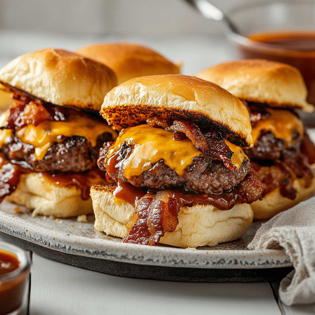 Valentine's Day Loaded BBQ Bacon Cheeseburger Sliders — chef-tested restaurant-quality photo