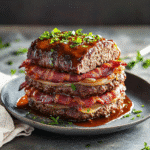 How to make Whiskey Bacon Meatloaf Stack — key cooking step