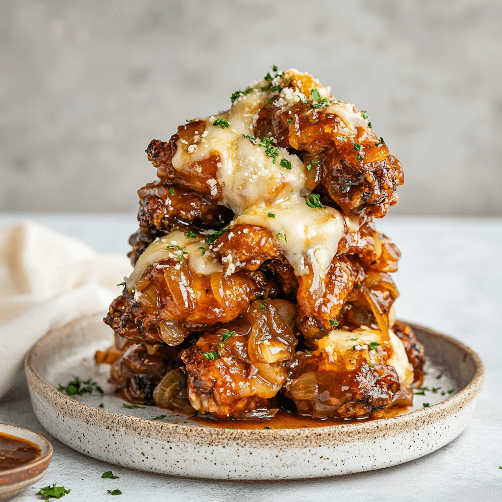 Whiskey Onion Wing Bites Stack Extra-Cheesy — chef-tested restaurant-quality photo