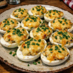 How to make Whiskey Pepper Deviled Eggs Stuffed Extra-Cheesy — key cooking step