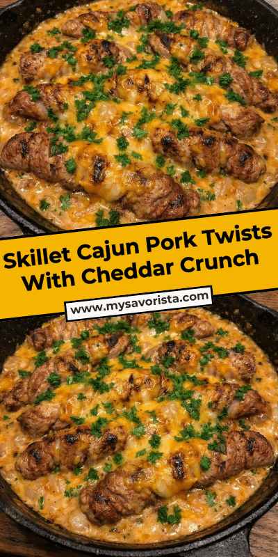 Skillet Cajun Pork Twists With Cheddar Crunch
