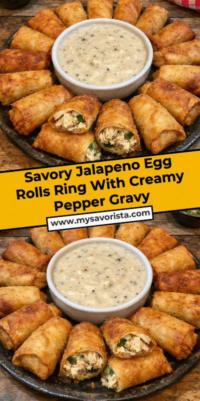 Savory Jalapeno Egg Rolls Ring With Creamy Pepper Gravy