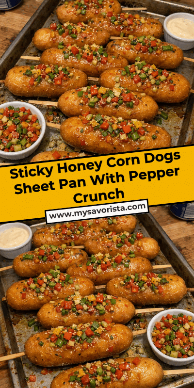Sticky Honey Corn Dogs Sheet Pan With Pepper Crunch