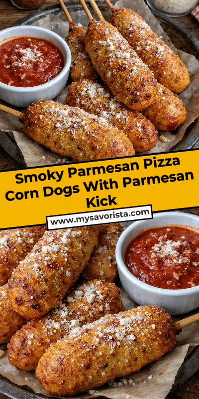 Smoky Parmesan Pizza Corn Dogs With Parmesan Kick