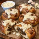 Bourbon Onion Pretzels Stuffed Pretzels With Garlic Parmesan Sauce — chef-tested restaurant-quality photo