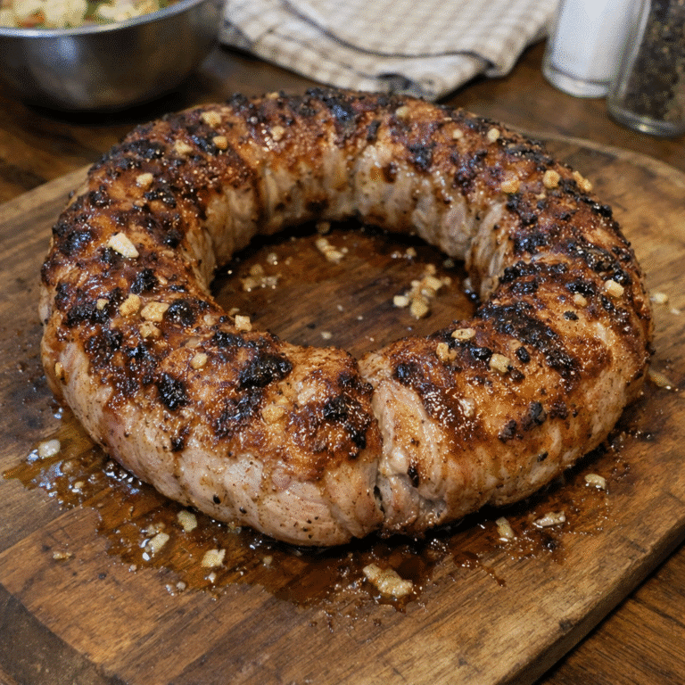 Grilled Garlic Pork Ring: Juicy & Flavorful BBQ Delight