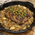 Smashed Onion Pork Roast Skillet Bake With Jalapeno Crunch — chef-tested restaurant-quality photo