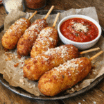 How to make Smoky Parmesan Pizza Corn Dogs With Parmesan Kick — key cooking step