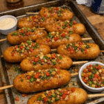How to make Sticky Honey Corn Dogs Sheet Pan With Pepper Crunch — key cooking step